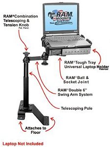 Truck computer laptop desk with Toshiba laptop